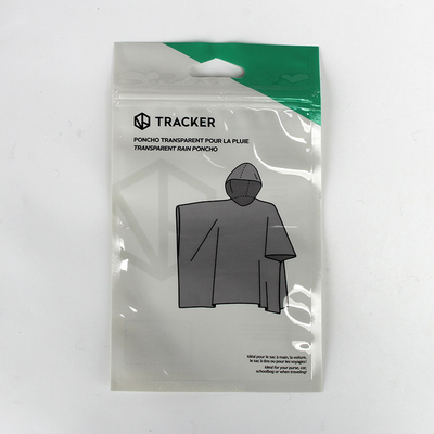 Mở niêm phong nóng Thẻ tiêu đề polybag HDPE 13 * 20cm cho áo mưa